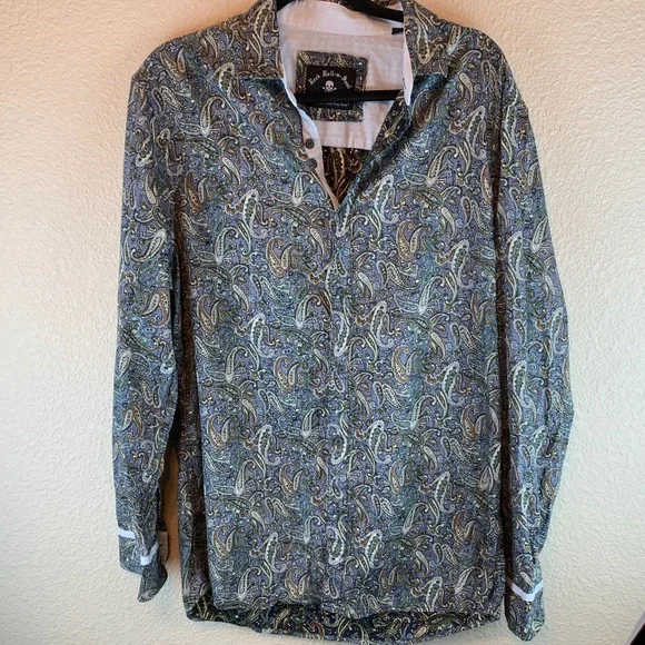 Rock Roll N Soul dress shirt sz XL paisley boho wedding guest career office - Picture 1 of 8